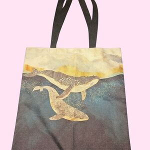 Source Unknown Whale Design Tote Bag - Blue and Cream